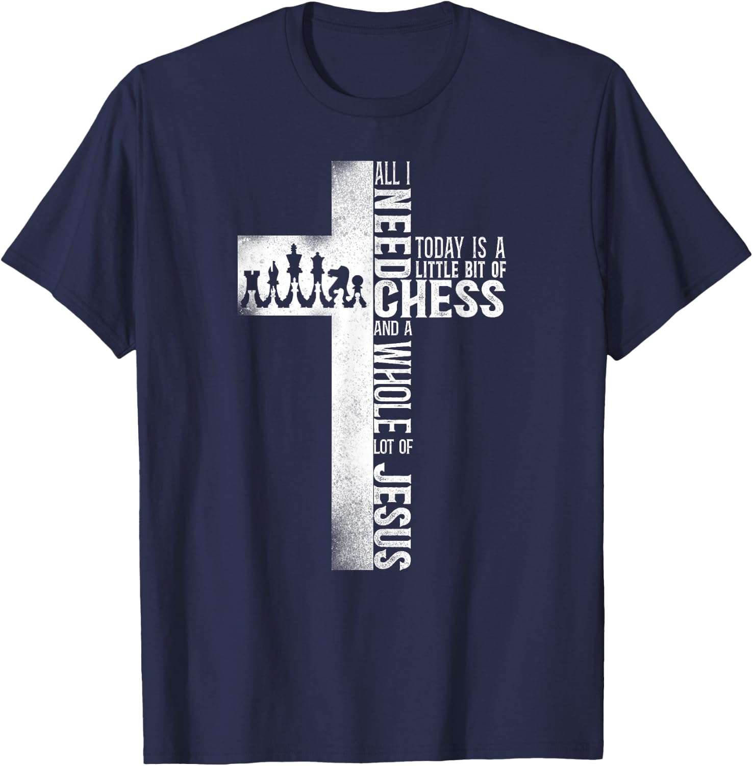 Chess Player Chess Piece Vintage Christian Jesus Cross T-Shirt - T-Shirt | Navy
