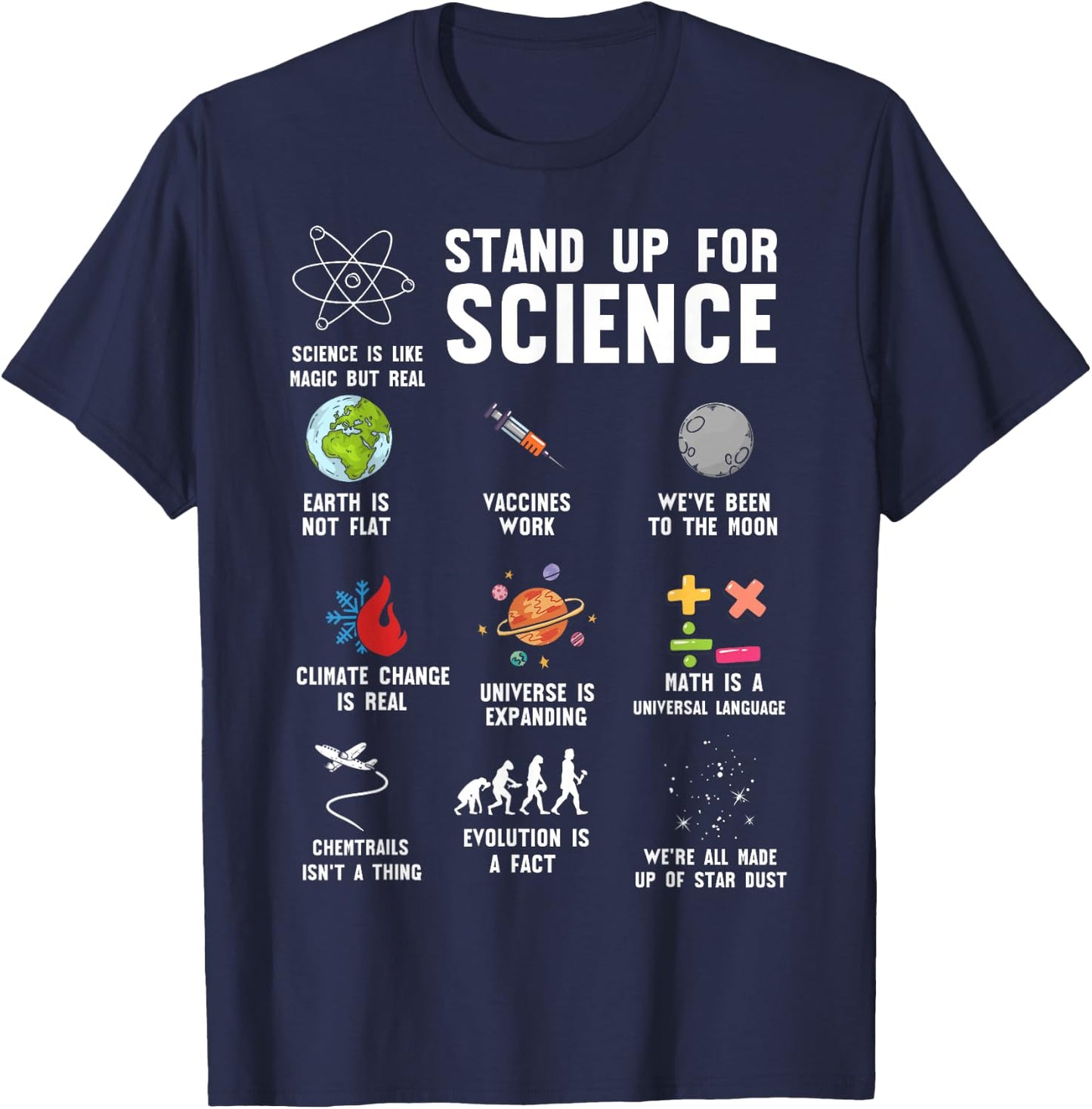 Stand Up for Science - Science - Climate Change T-Shirt - T-Shirt | Navy
