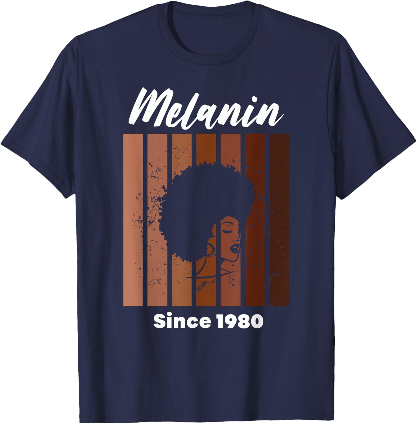 Melanin Since 1980 Black Women Born In 1980 Birthday T-Shirt - T-Shirt | Navy