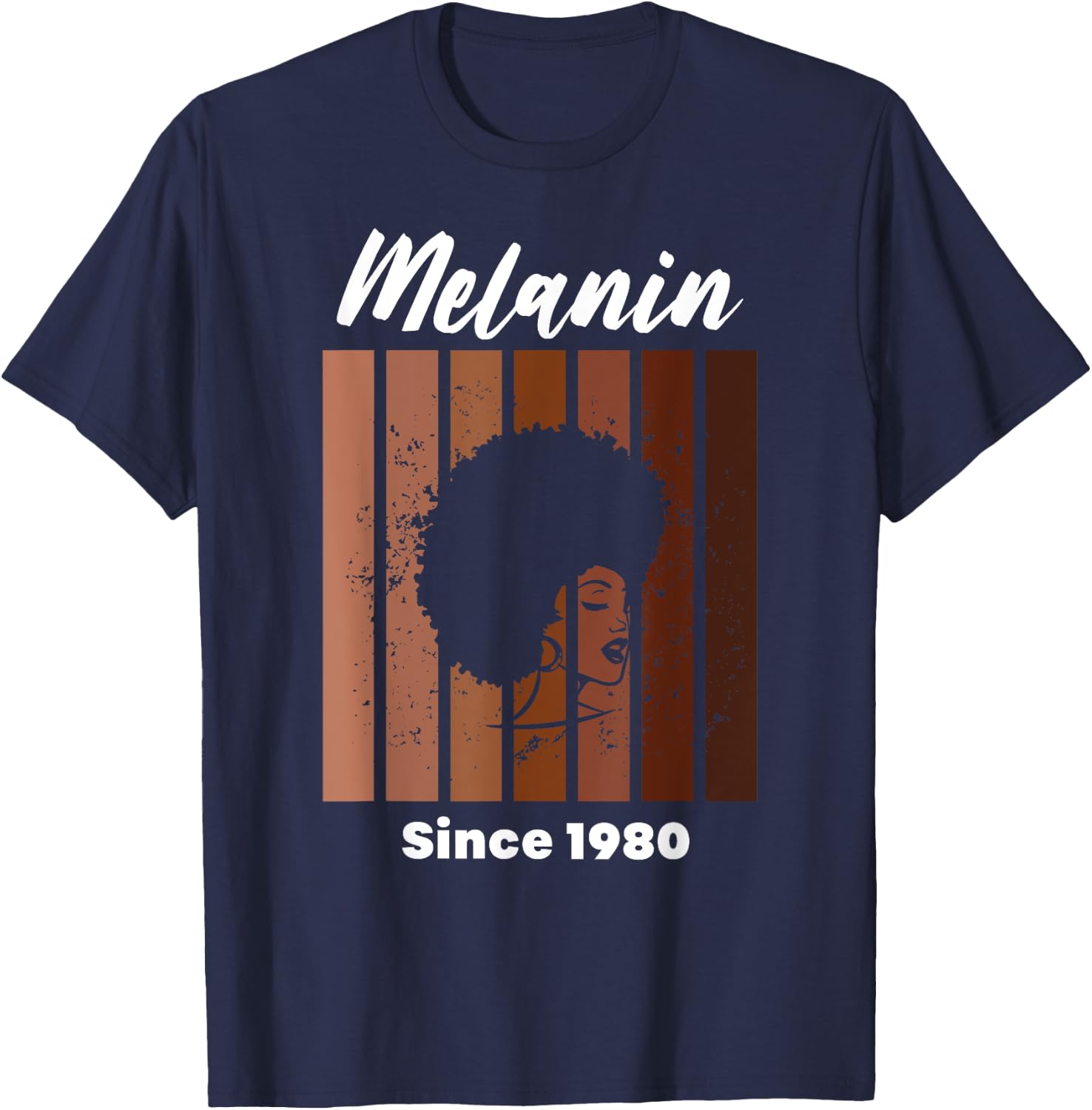 Melanin Since 1980 Black Women Born In 1980 Birthday T-Shirt - T-Shirt | Navy