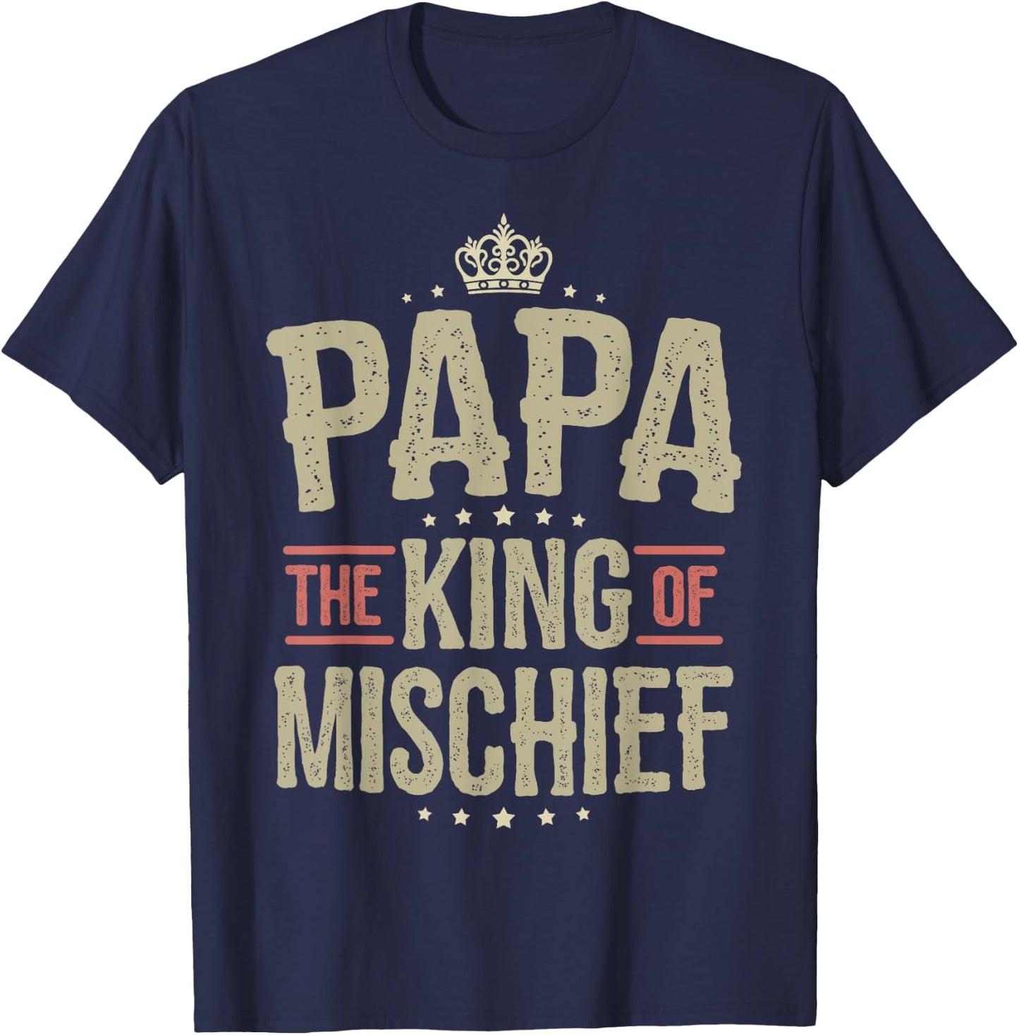 Papa from Grandchildren Papa King of Mischief T-Shirt - T-Shirt | Navy