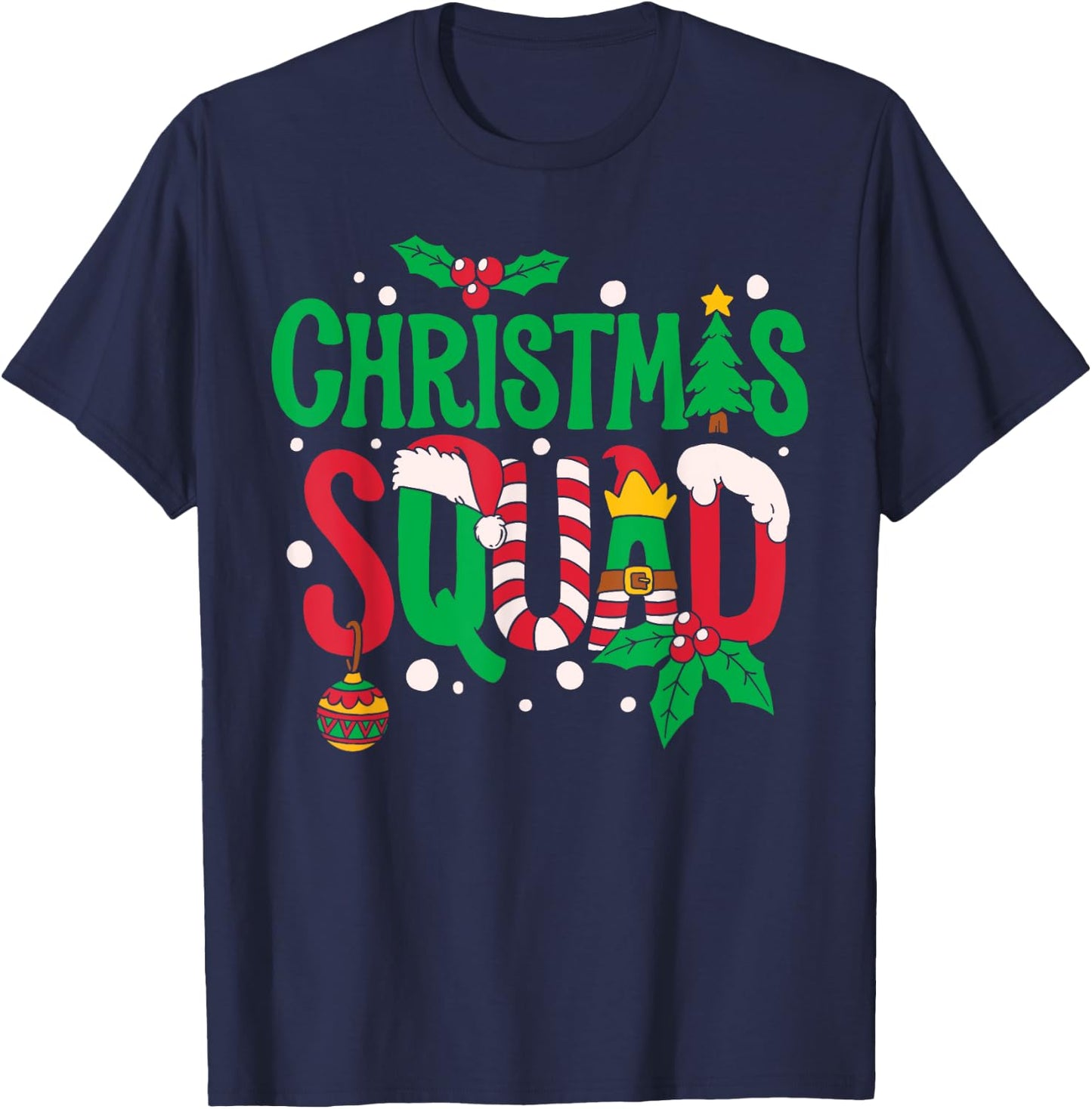 Christmas Squad Santa Elf Family Matching Pajamas Boys Girls T-Shirt - T-Shirt | Navy