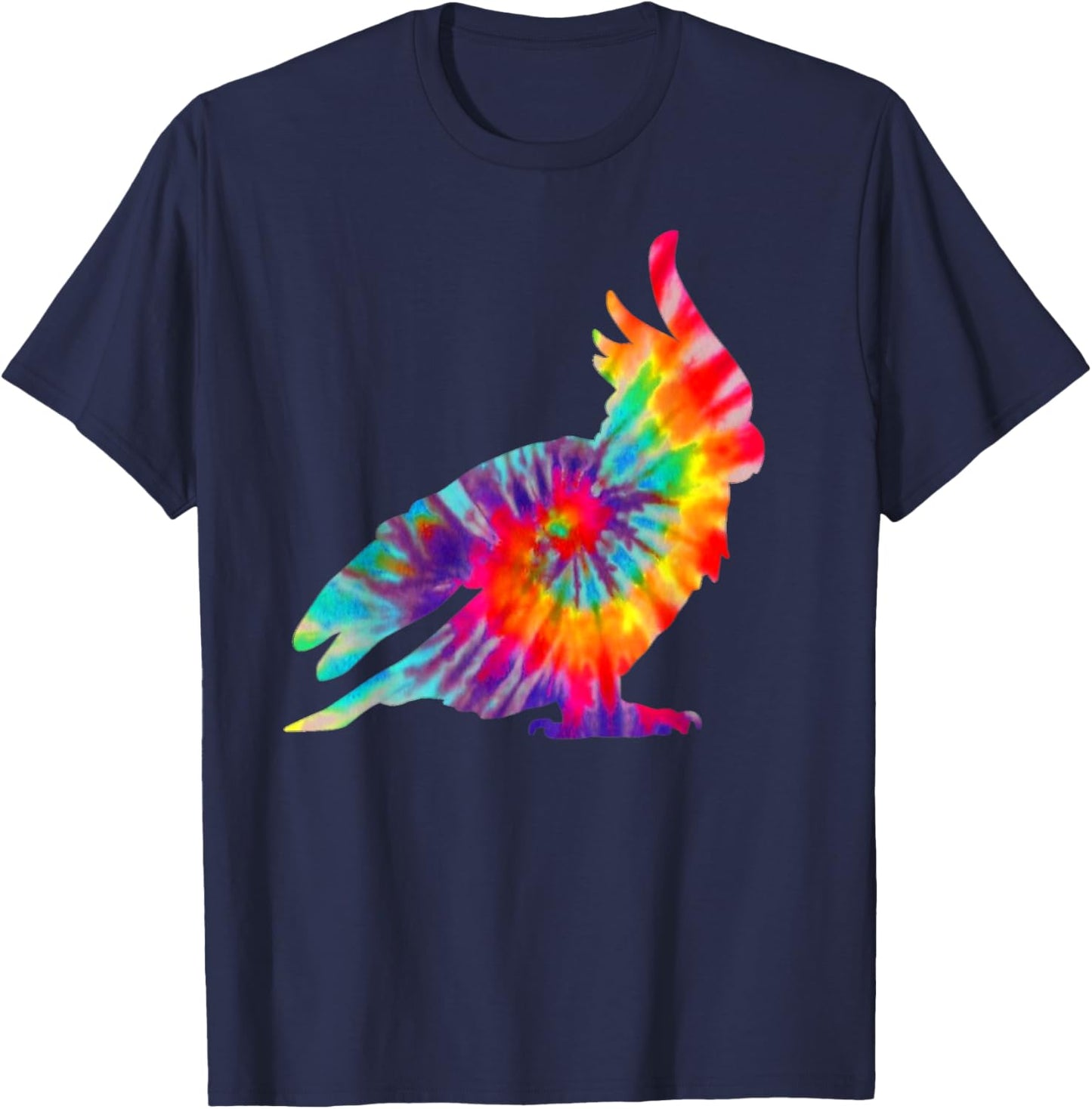 Cockatoo Tie Dye Parrot Pet Bird Mom Dad Vintage T-Shirt - T-Shirt | Navy