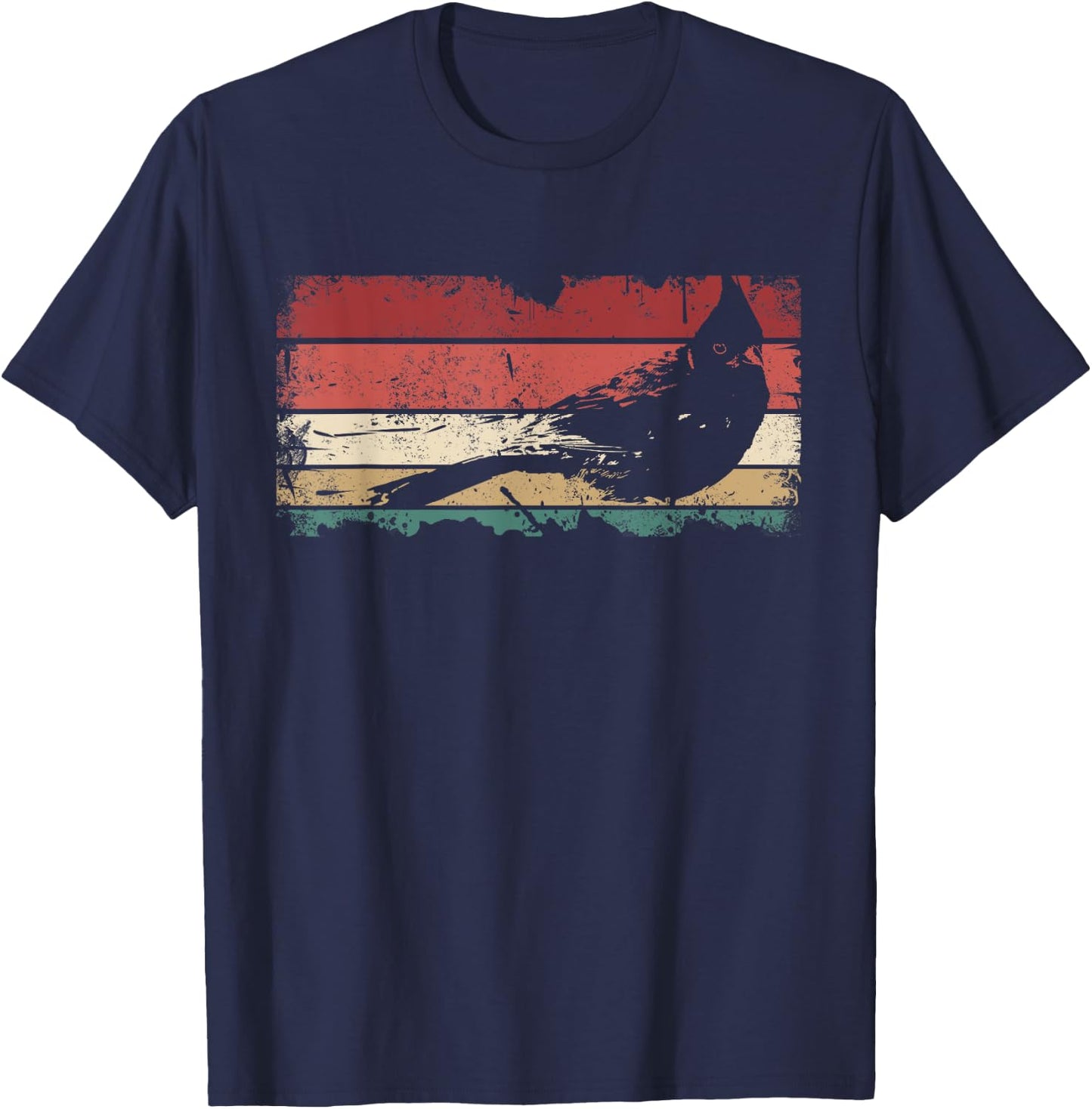 Retro Cardinal Bird Watching - Vintage Red Bird Cardinal T-Shirt - T-Shirt | Navy