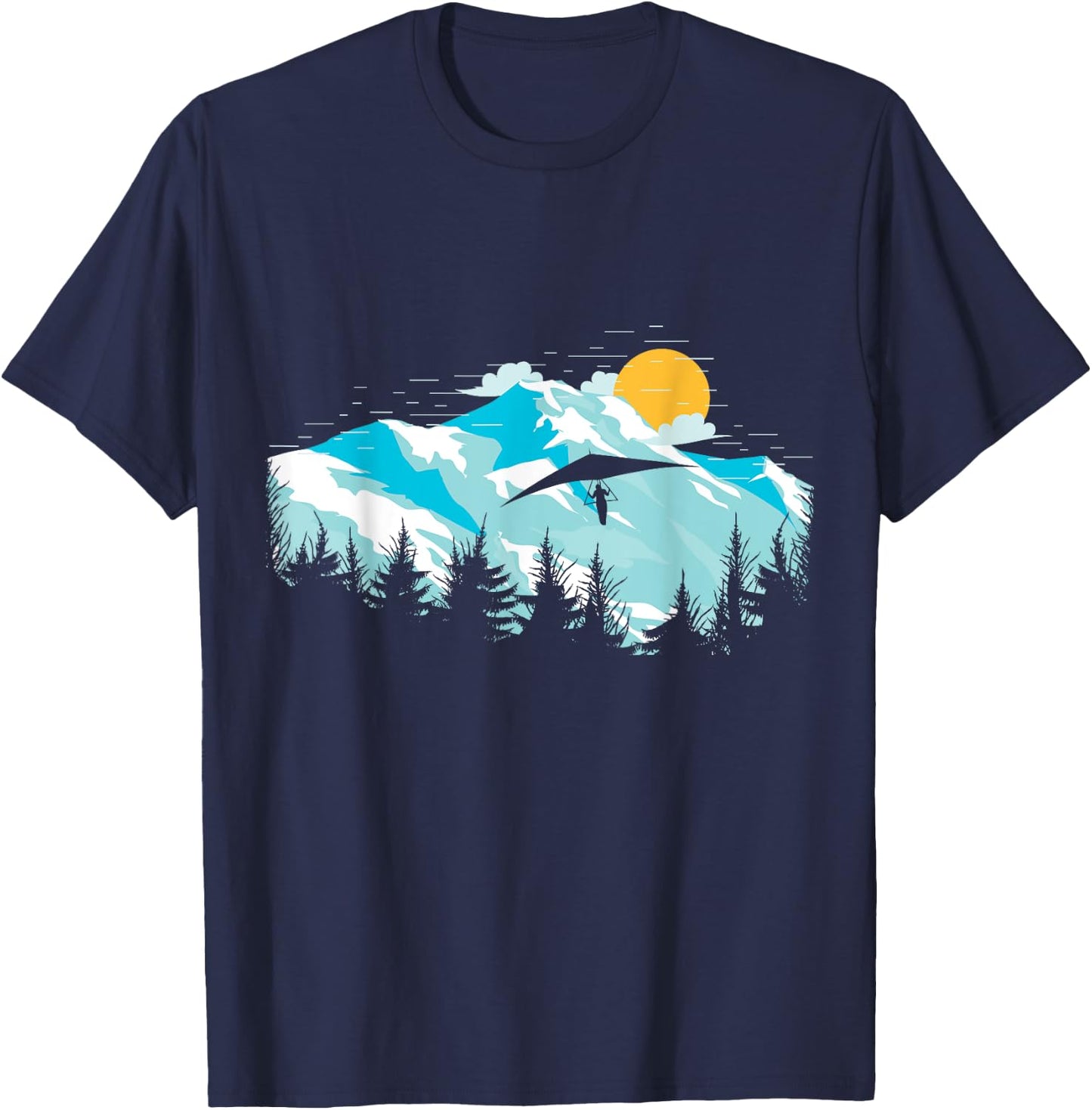 Mountains landscape sunset hang glider T-Shirt - T-Shirt | Navy