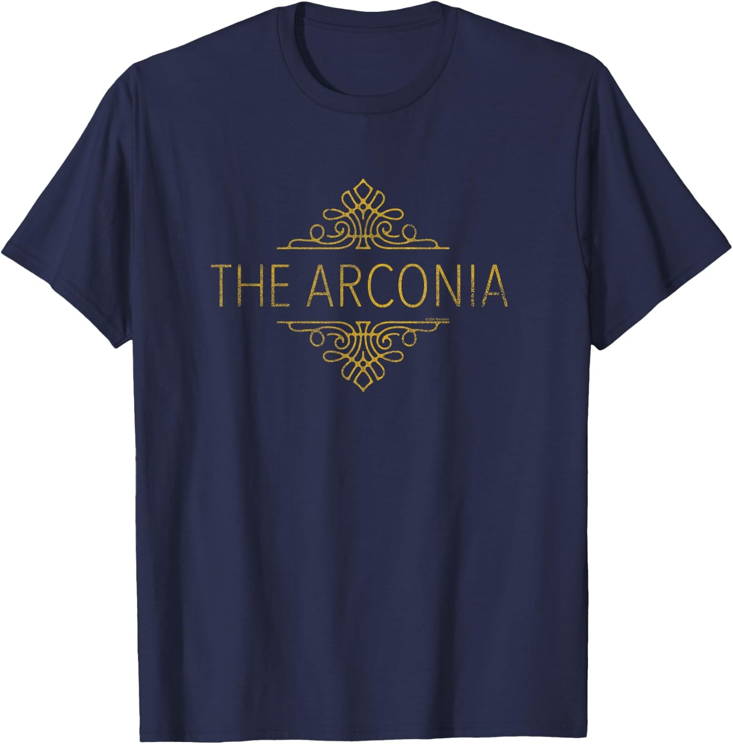 Only Murders in The Building The Arconia Gold Logo Small T-Shirt - T-Shirt | Navy