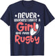Never Underestimate A Girl Who Plays Rugby - Sports Lover T-Shirt - T-Shirt | Navy