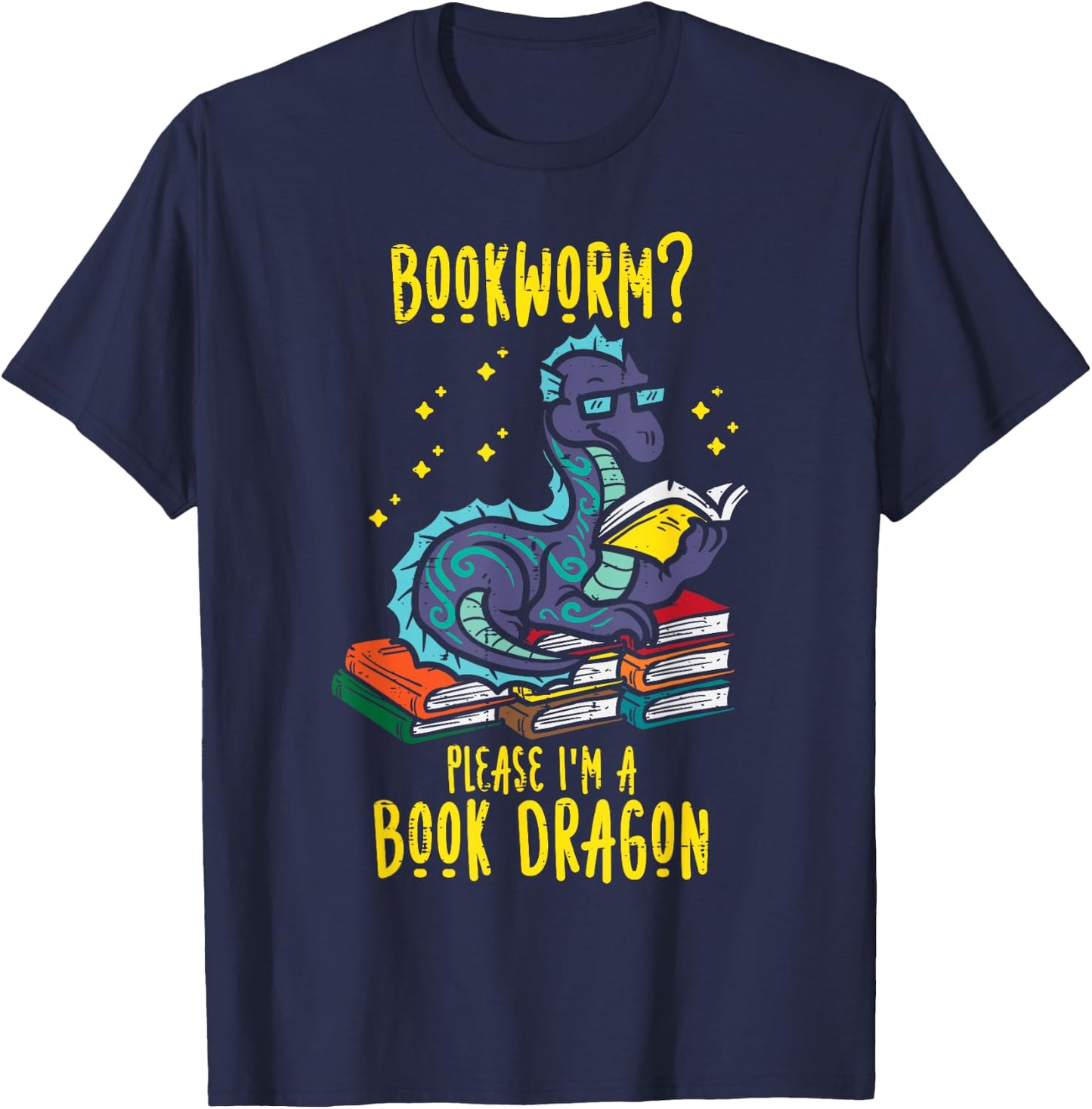 Bookworm Im A Book Dragon Funny Reading Boys Kids Librarian T-Shirt - T-Shirt | Navy