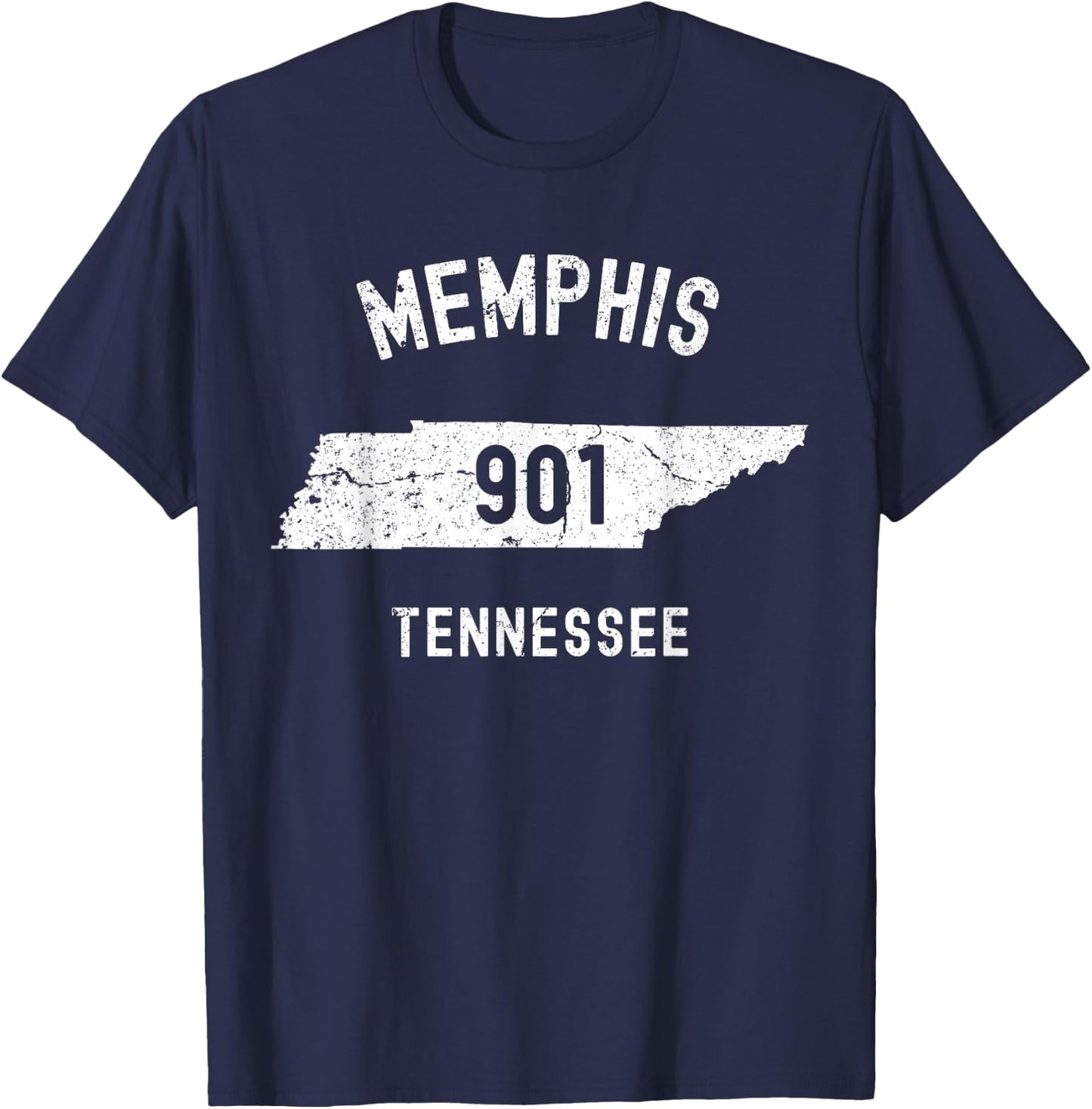 Memphis Tennessee TN 901 Vintage Athletic Style T-Shirt - T-Shirt | Navy