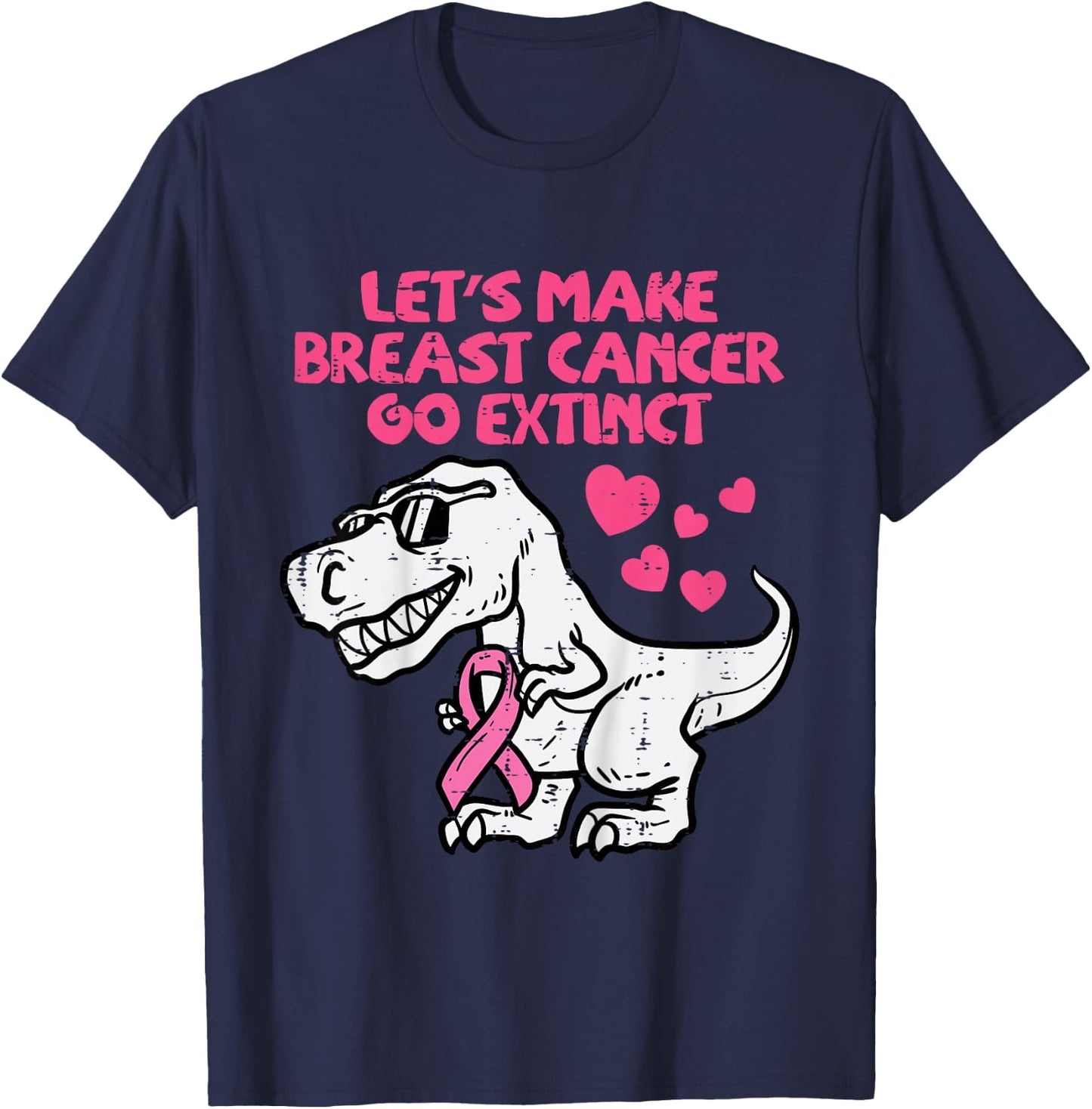 Lets Make Breast Cancer Go Extinct Trex Dino Toddler Boys T-Shirt - T-Shirt | Navy