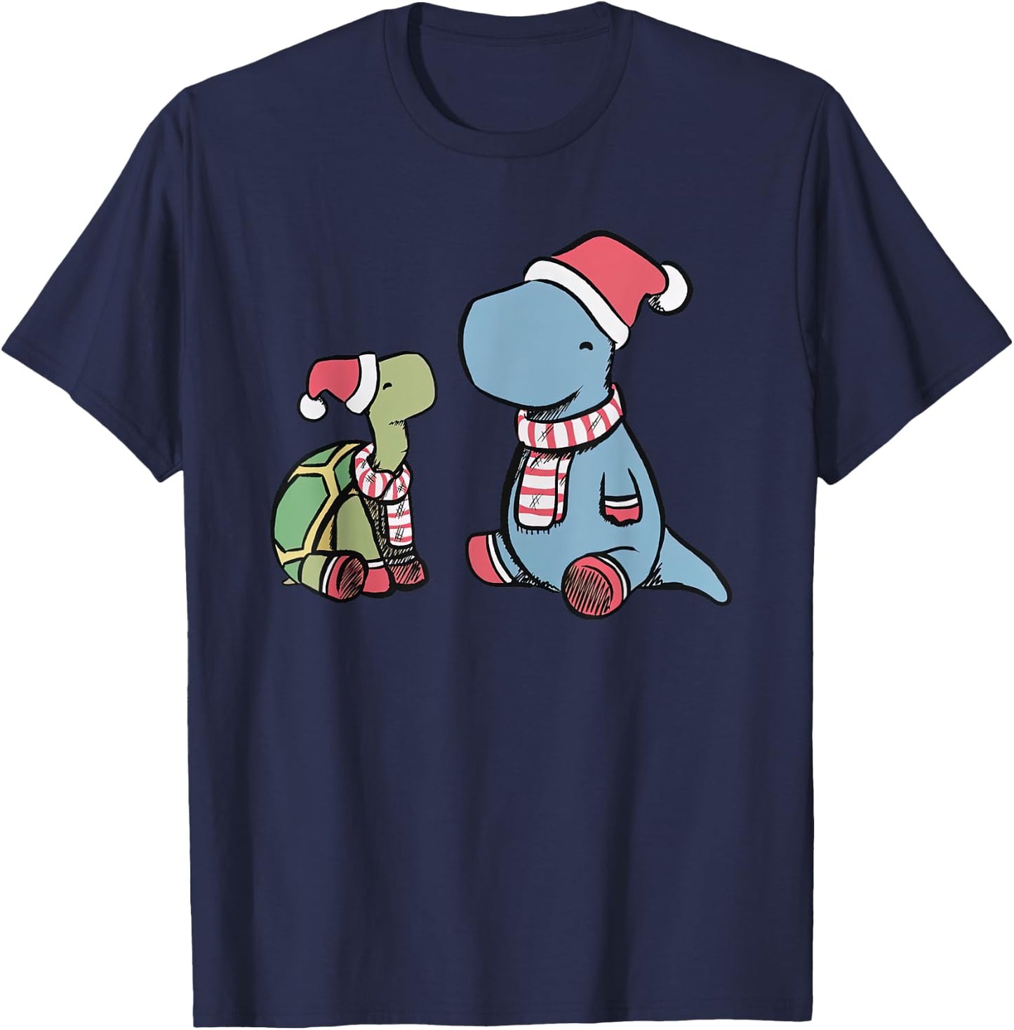 Christmas Tortoise Dino T-Shirt - T-Shirt | Navy