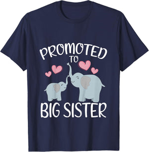 Cute Elephant Promoted To Big Sister Pregnancy Announcement T-Shirt - T-Shirt | Navy