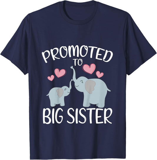 Cute Elephant Promoted To Big Sister Pregnancy Announcement T-Shirt - T-Shirt | Navy
