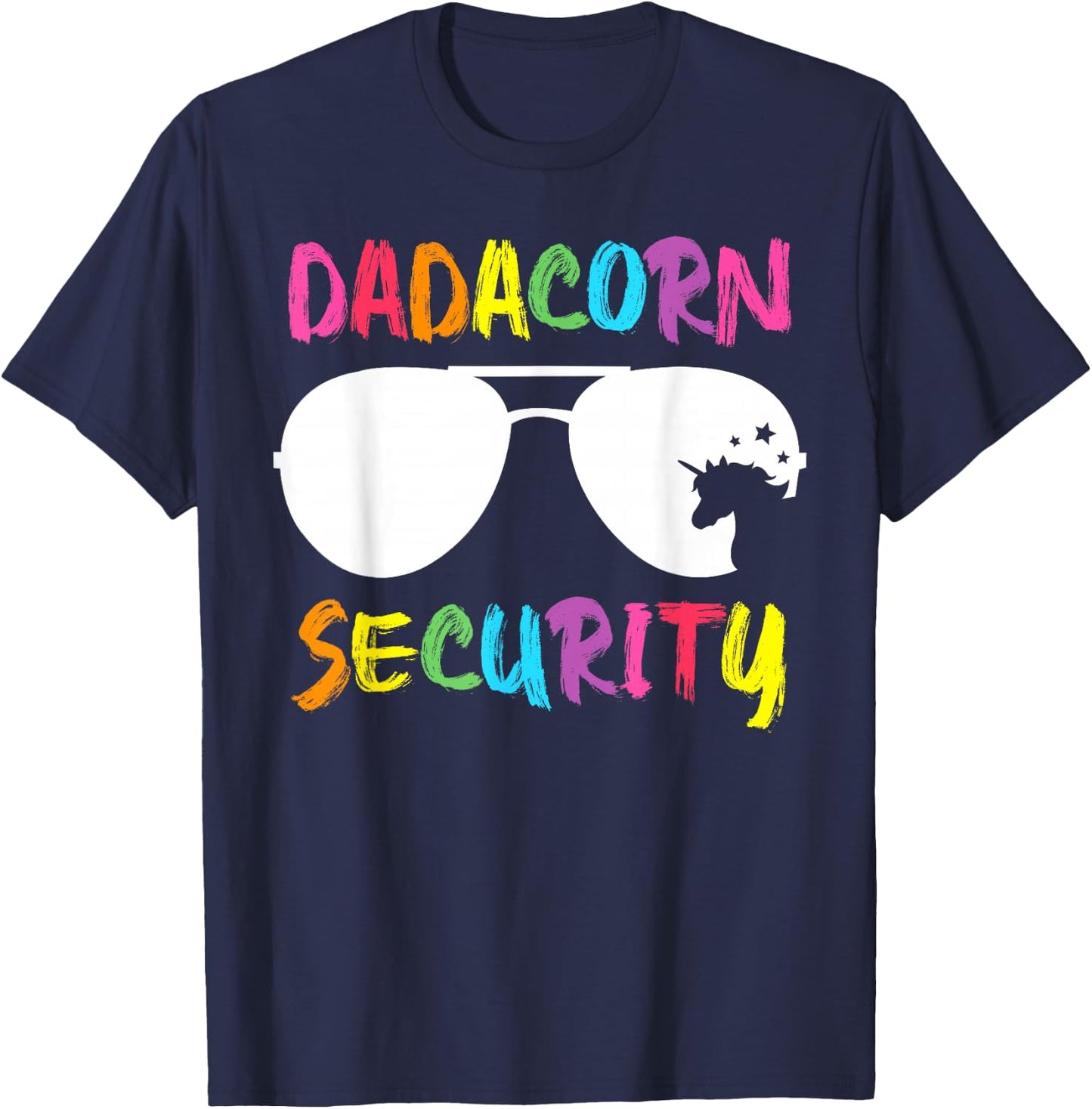 Dadacorn Security Unicorn Dad and Girl Papa Fathers Day Gift T-Shirt - T-Shirt | Navy