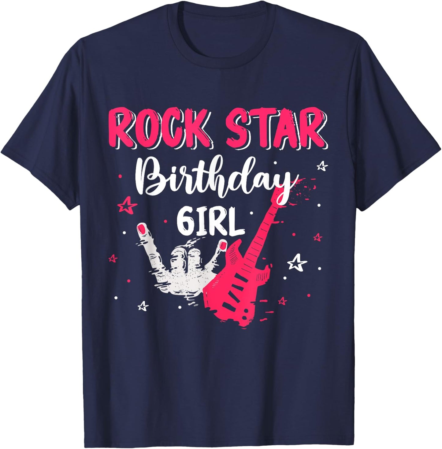 Rockstar Birthday Girl Rock Star Themed Birthday Party Music T-Shirt - T-Shirt | Navy