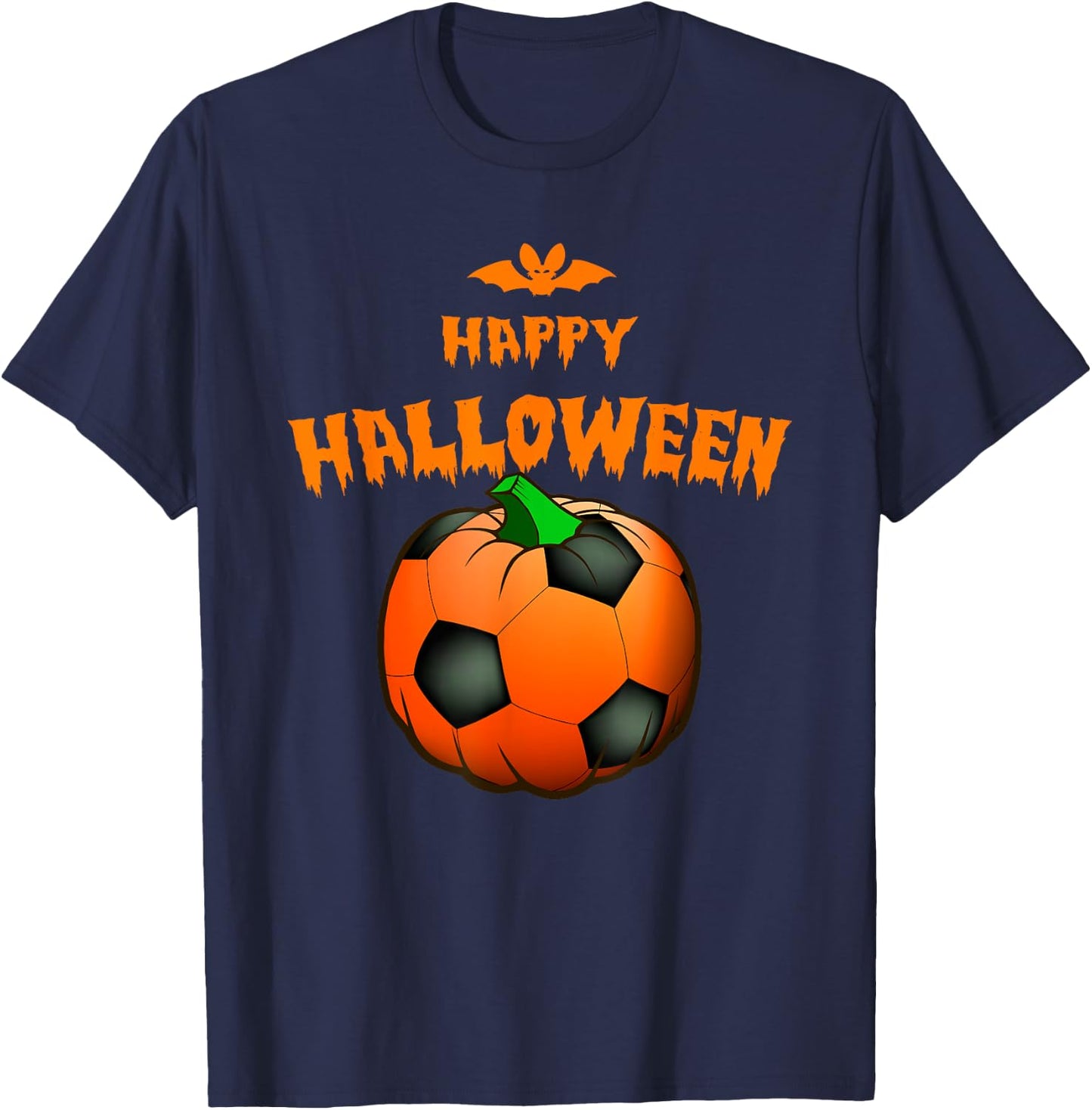 Pumpkin Soccer Ball Lazy Halloween Costume Cool Sport T-Shirt - T-Shirt | Navy