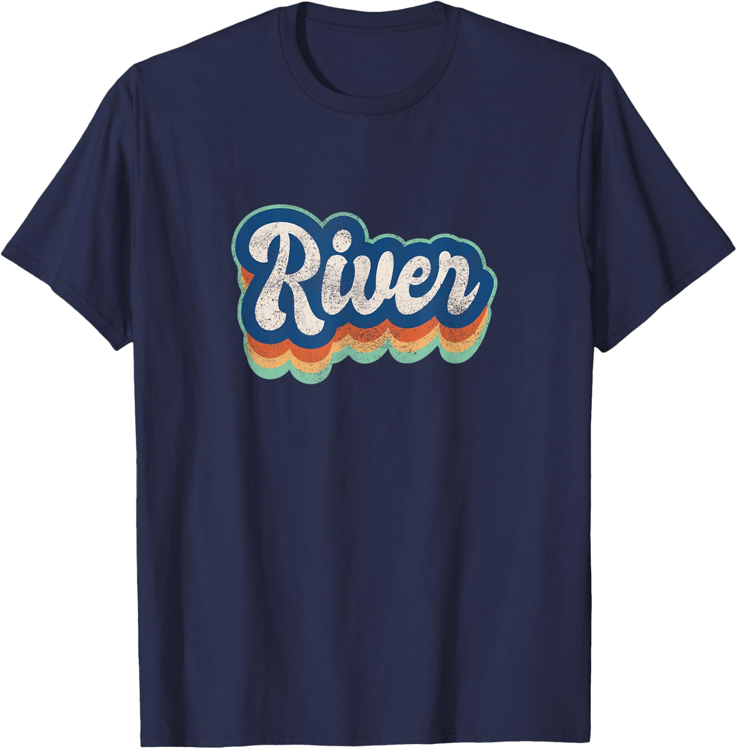 River First Name Boy Vintage Style 70s 80s Personalized T-Shirt - T-Shirt | Navy