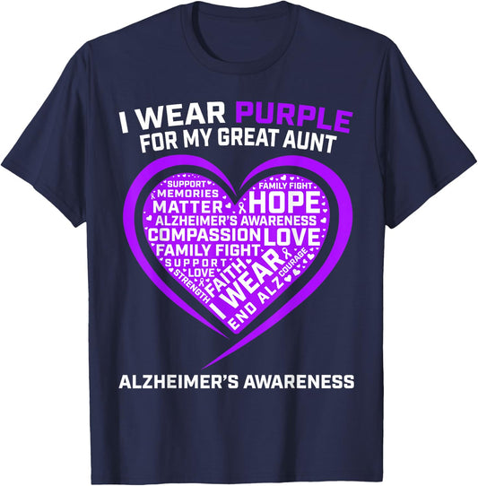 Memories Matter End Alz Great Aunt Alzheimers Awareness T-Shirt - T-Shirt | Navy