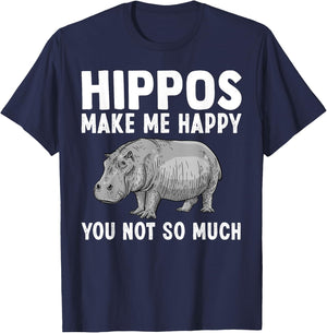 Funny Hippo Design Women Kids Hippopotamus Lovers T-Shirt - T-Shirt | Navy