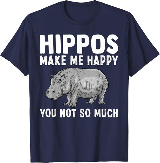 Funny Hippo Design Women Kids Hippopotamus Lovers T-Shirt - T-Shirt | Navy