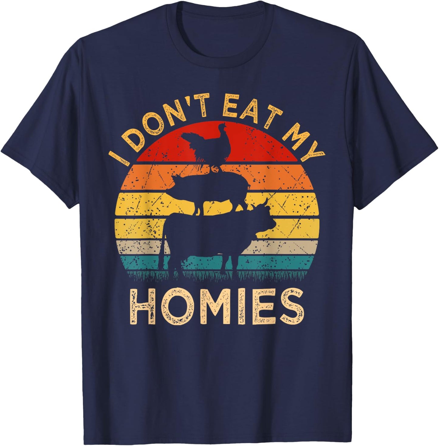 Vegetarian I Don't Eat My Homies | Turkey Day Thanksgiving T-Shirt - T-Shirt | Navy