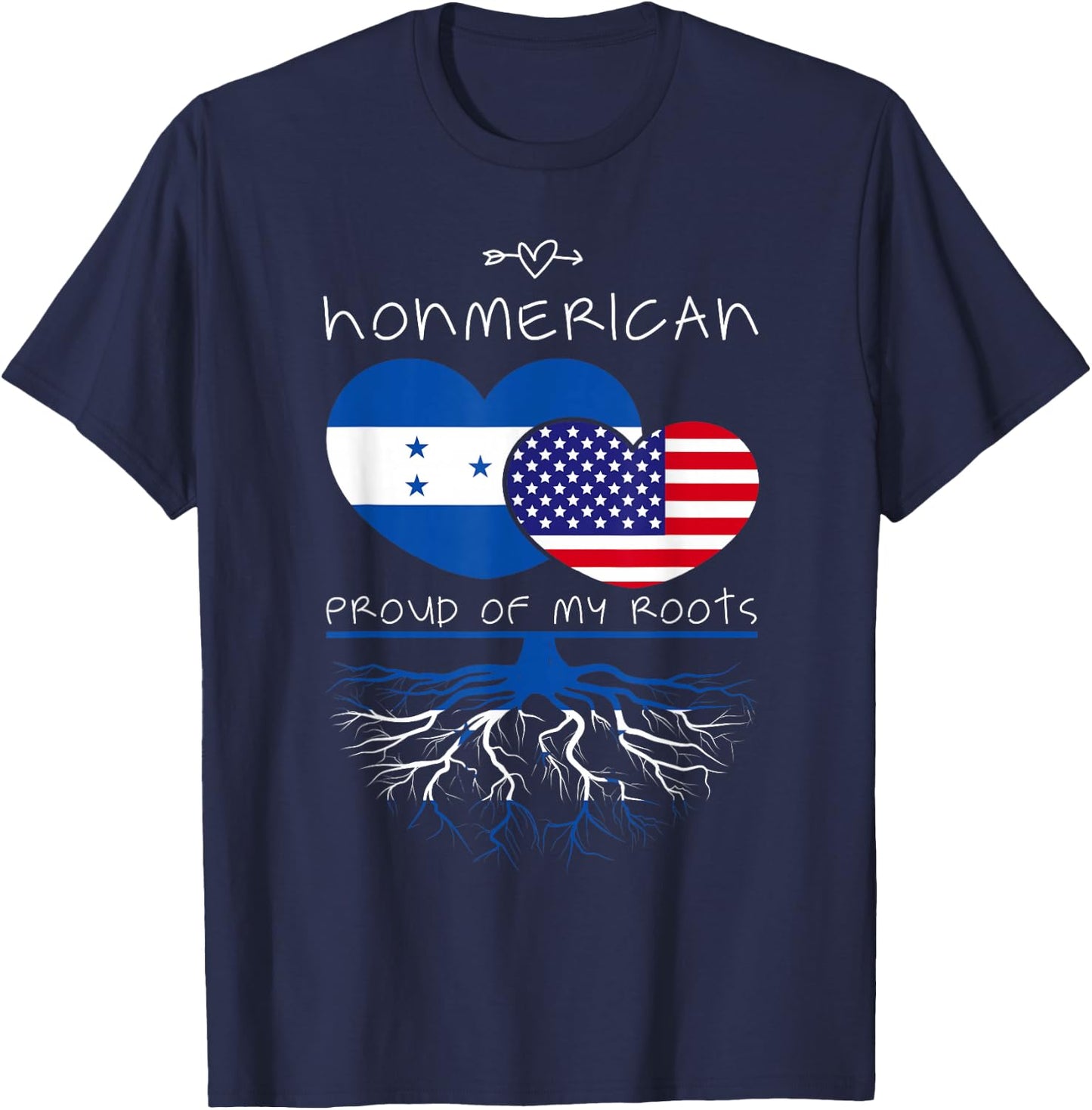 Honduras USA Proud Of Both Countries Honmerican T-Shirt - T-Shirt | Navy