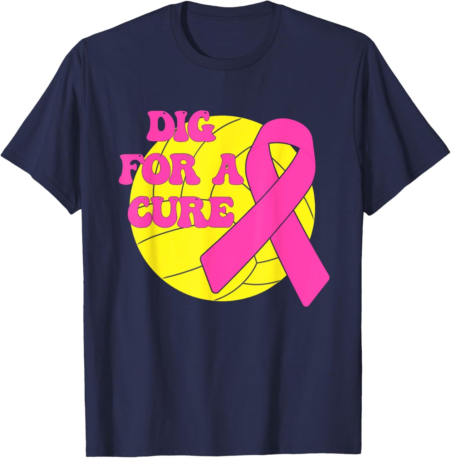 Dig For A Cure Water polo Pink Out Breast Cancer Awareness T-Shirt - T-Shirt | Navy