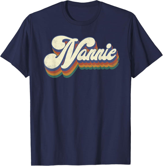 Nannie Gifts For Grandma Retro Vintage Mother's Day Nannie T-Shirt - T-Shirt | Navy