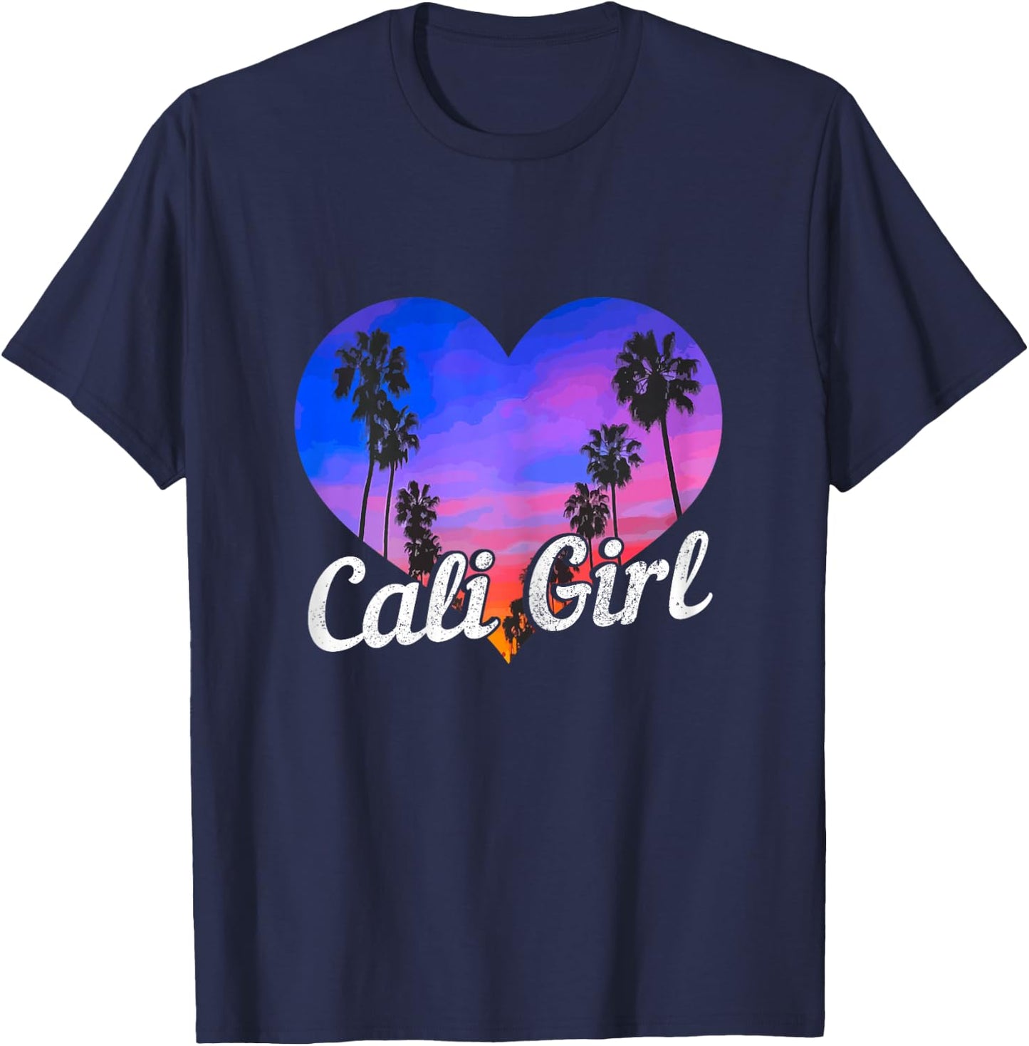 Cali Girl California Heart Retro Vintage Style T-Shirt - T-Shirt | Navy
