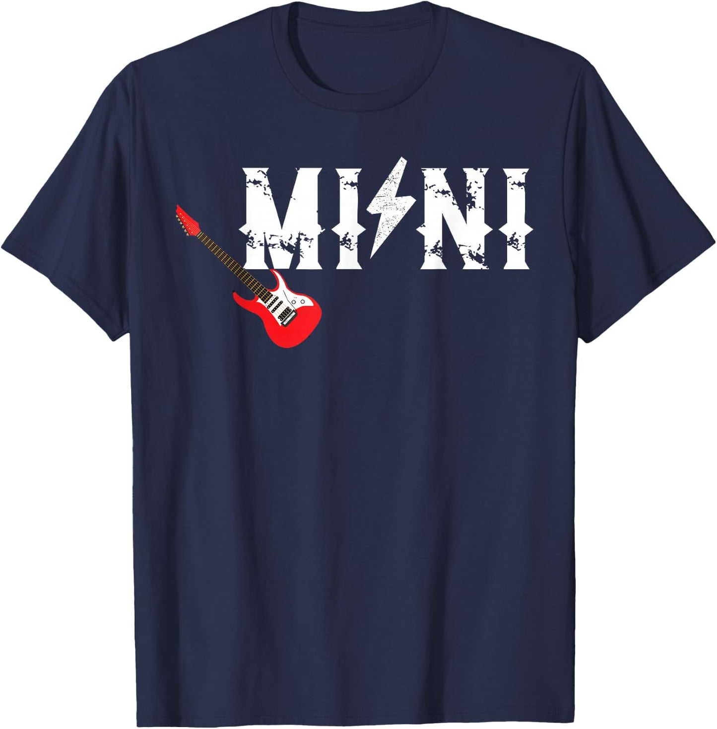Mini Rockin One Birthday Family Matching Rock Guitar T-Shirt - T-Shirt | Navy