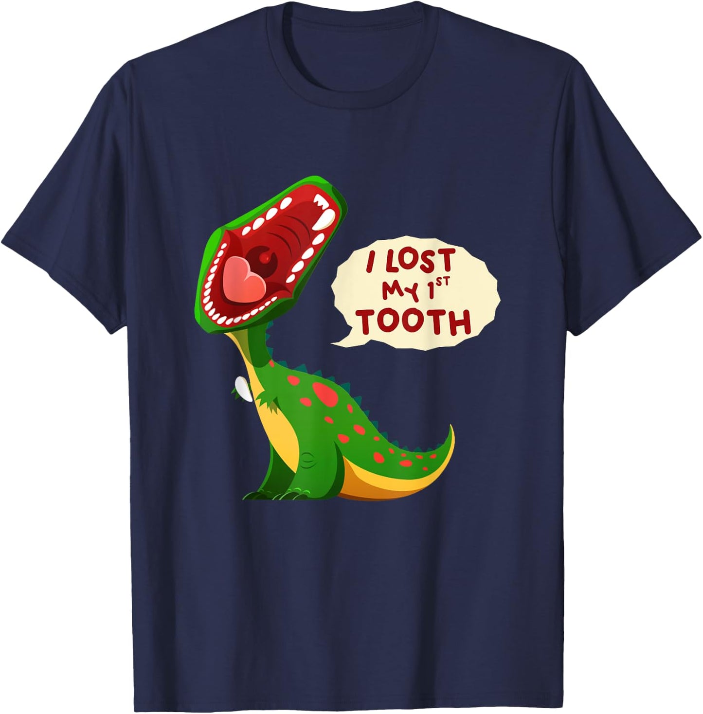 Roaring Dinosaur I Lost My 1st Tooth Funny Tooth Fairy T-Shirt - T-Shirt | Navy