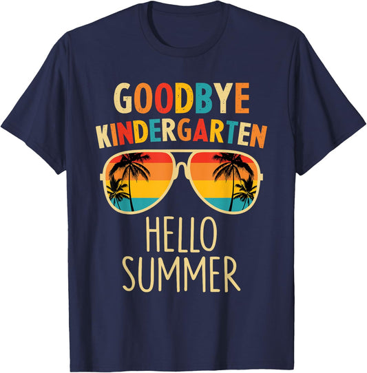 Goodbye Kindergarten Hello Summer Last Day Graduation Boys T-Shirt - T-Shirt | Navy