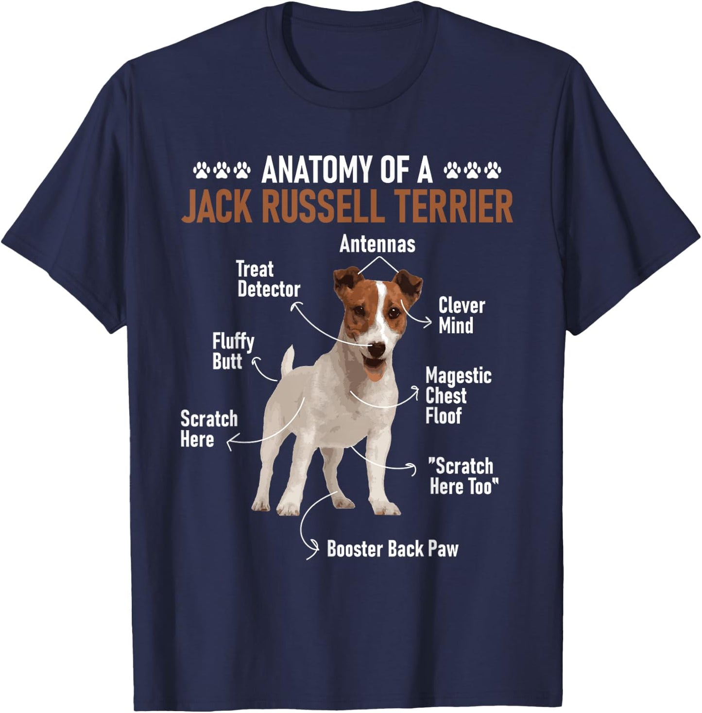 Anatomy Of A Jack Russell Terrier - Dog Owner Animal Lover Women Girls Kids T-Shirt - T-Shirt | Navy