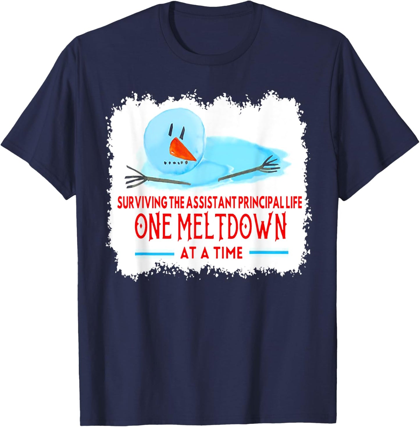 Surviving The Assistant Principal Life Snowman Christmas T-Shirt - T-Shirt | Navy