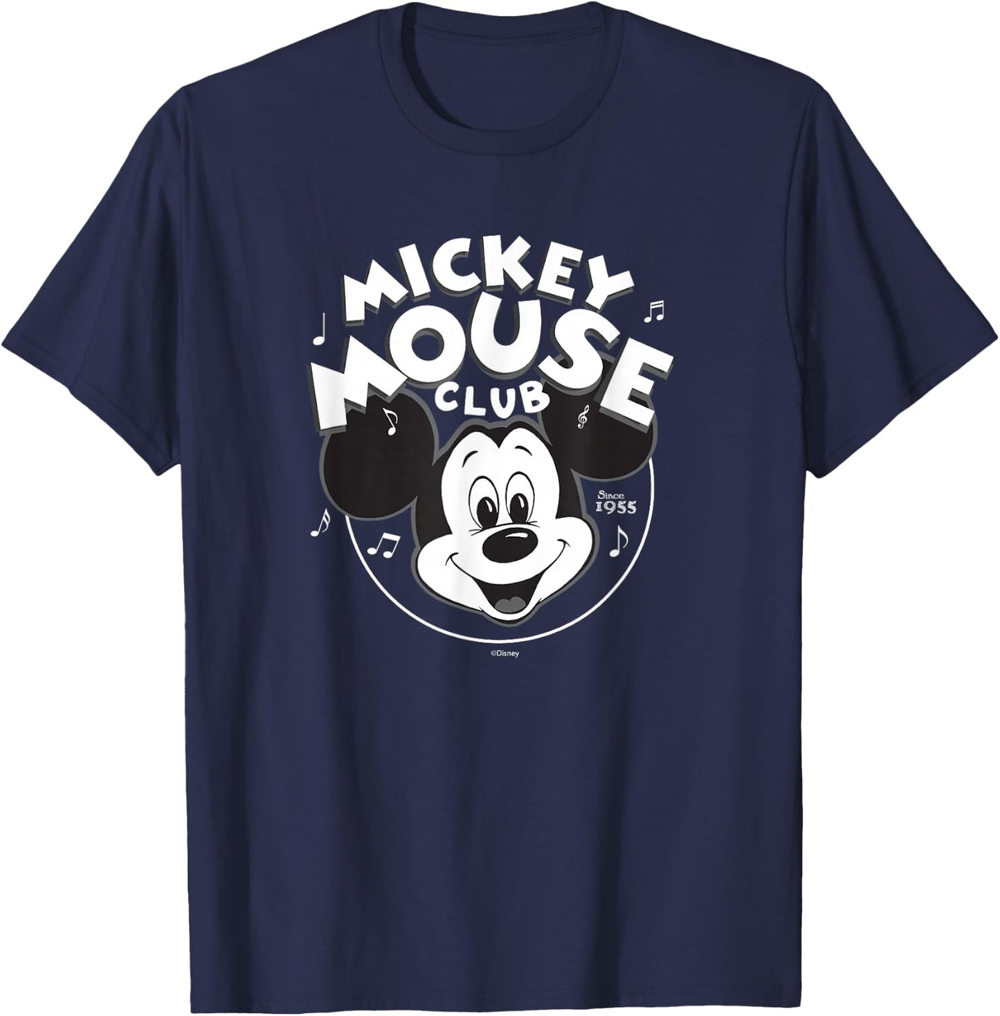 Disney 100 Mickey Mouse Club Logo Black & White Retro D100 Small T-Shirt - T-Shirt | Navy