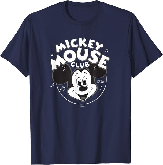 Disney 100 Mickey Mouse Club Logo Black & White Retro D100 Small T-Shirt - T-Shirt | Navy