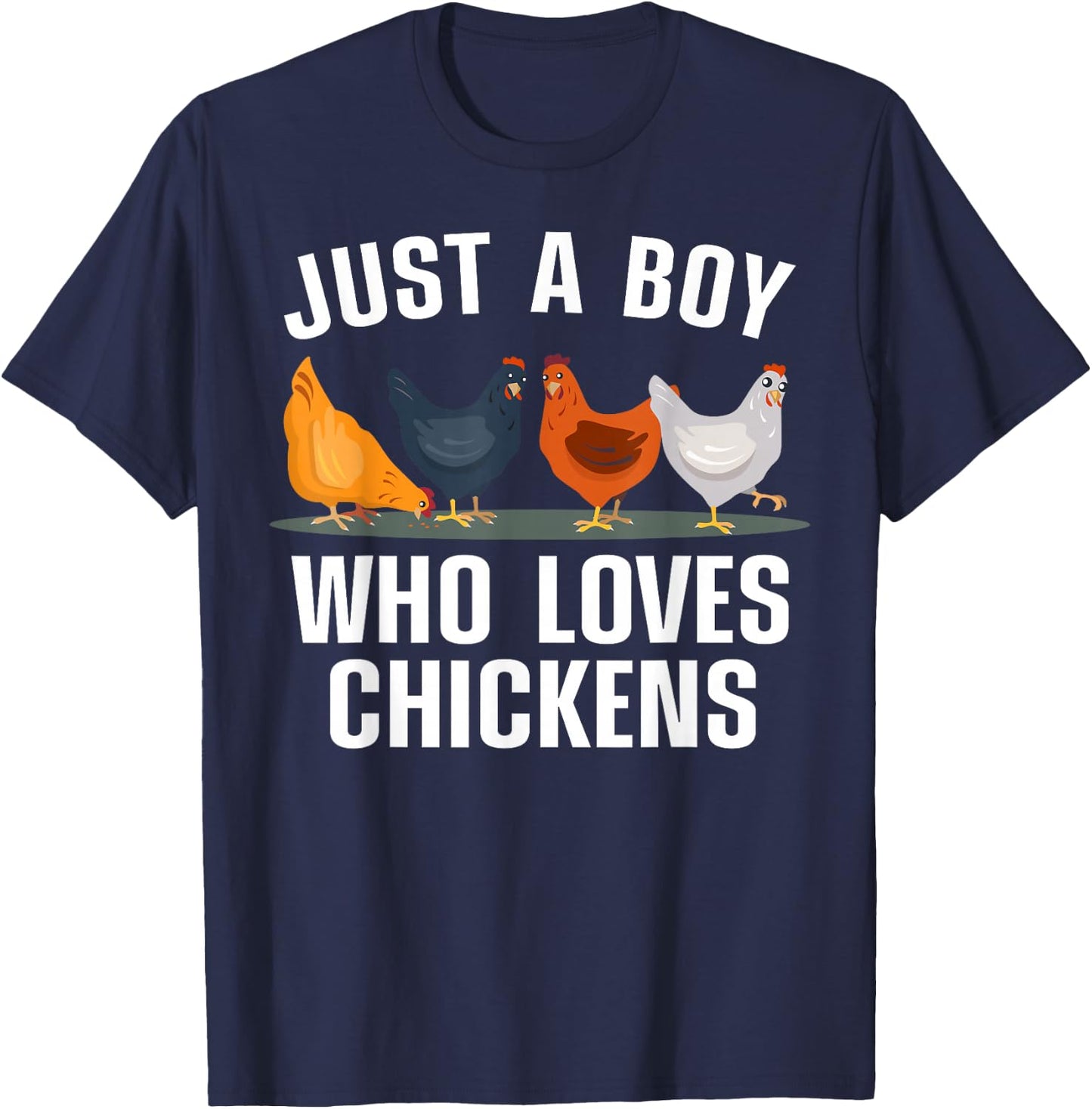 Cute Chicken Design Boys Kids Farming Chicken Lover T-Shirt - T-Shirt | Navy