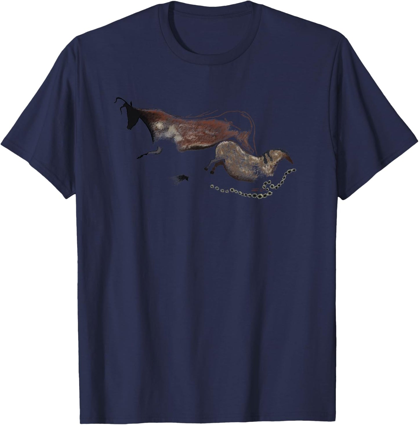 Stone Age Cave Painting of an Ox and Horse from Lascaux T-Shirt - T-Shirt | Navy