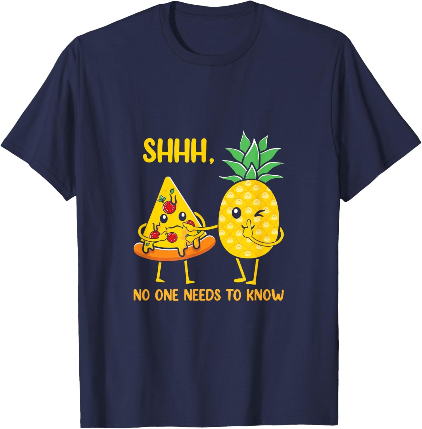 Funny Pineapple Pizza Illustration T-Shirt - T-Shirt | Navy