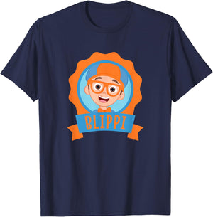 Blippi Centered Portait Design Small T-Shirt - T-Shirt | Navy