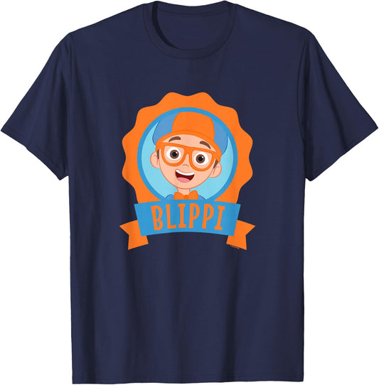 Blippi Centered Portait Design Small T-Shirt - T-Shirt | Navy