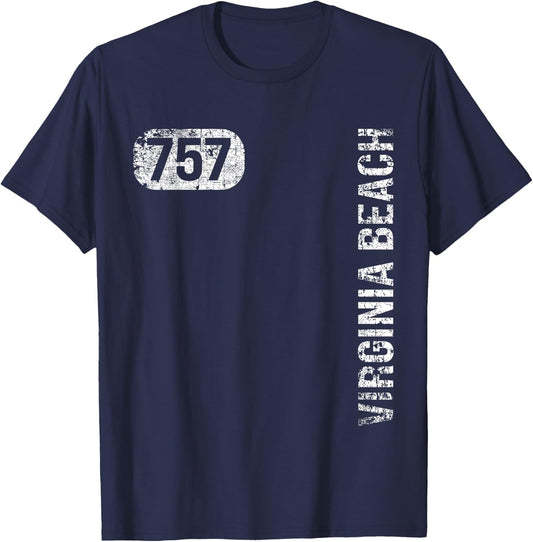 Virginia Beach Virginia 757 Area Code Vintage Retro T-Shirt - T-Shirt | Navy