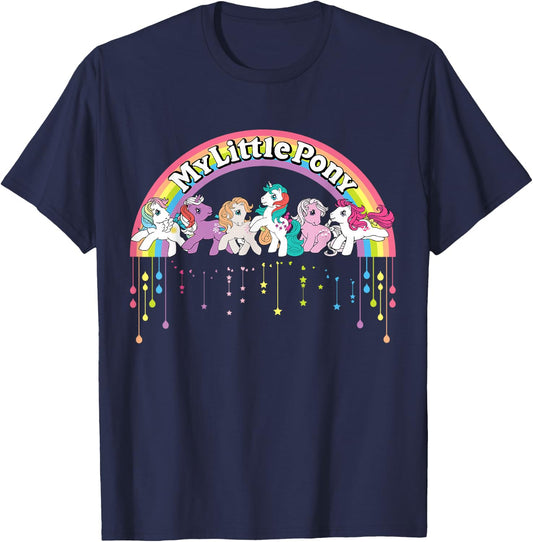 Logo Retro Cartoon Rainbow Dash Fluttershy Rarity T-Shirt - T-Shirt | Navy