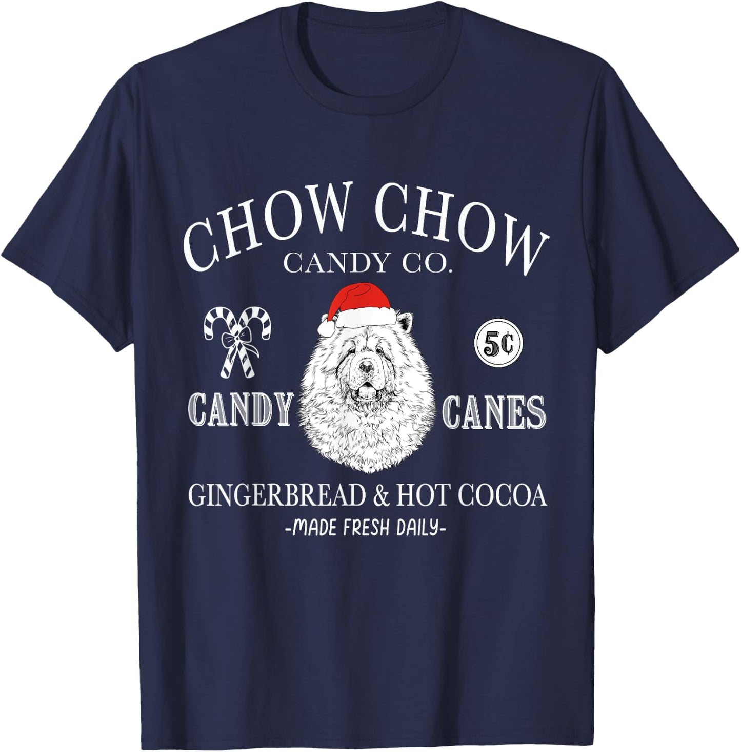 Funny Santa Chow Chow Mom Christmas Vintage Holiday T-Shirt - T-Shirt | Navy