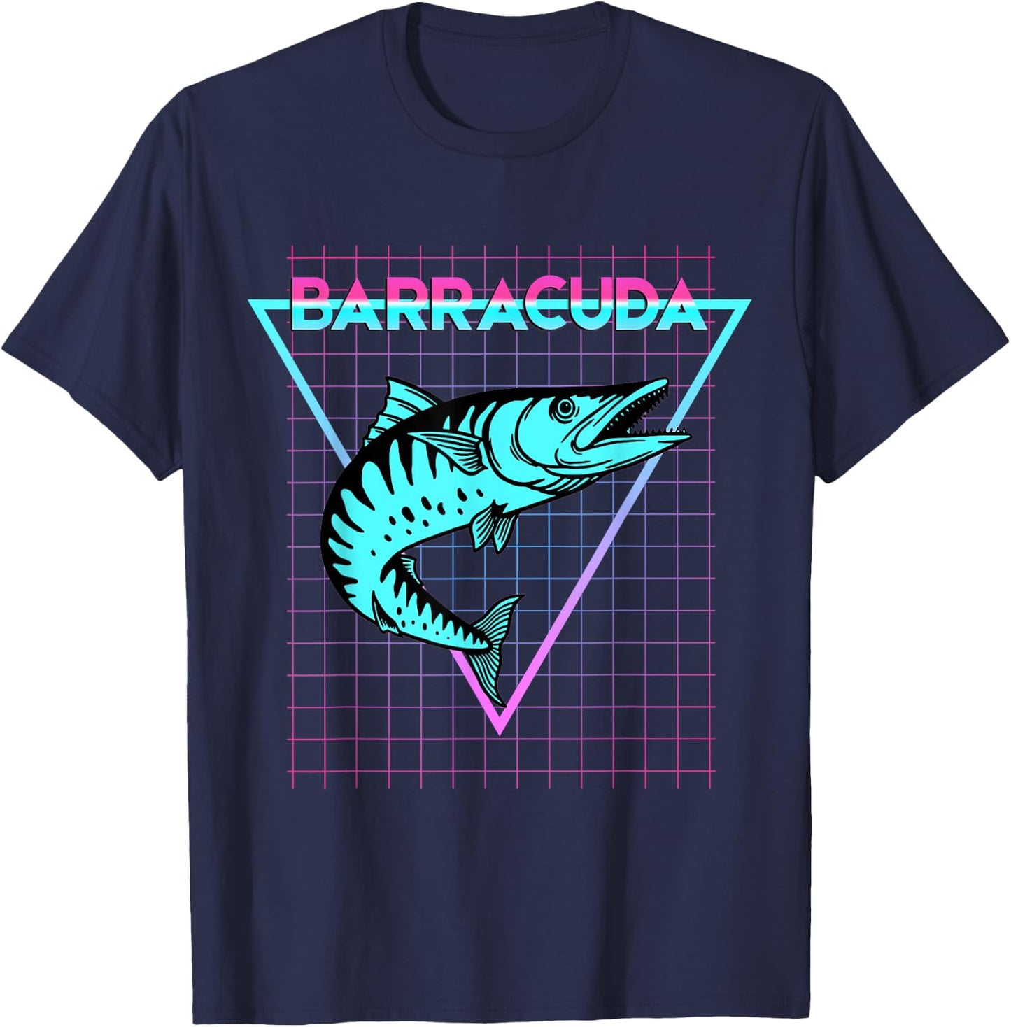Barracuda Fish Fishing Aesthetic Retro Barracuda T-Shirt - T-Shirt | Navy