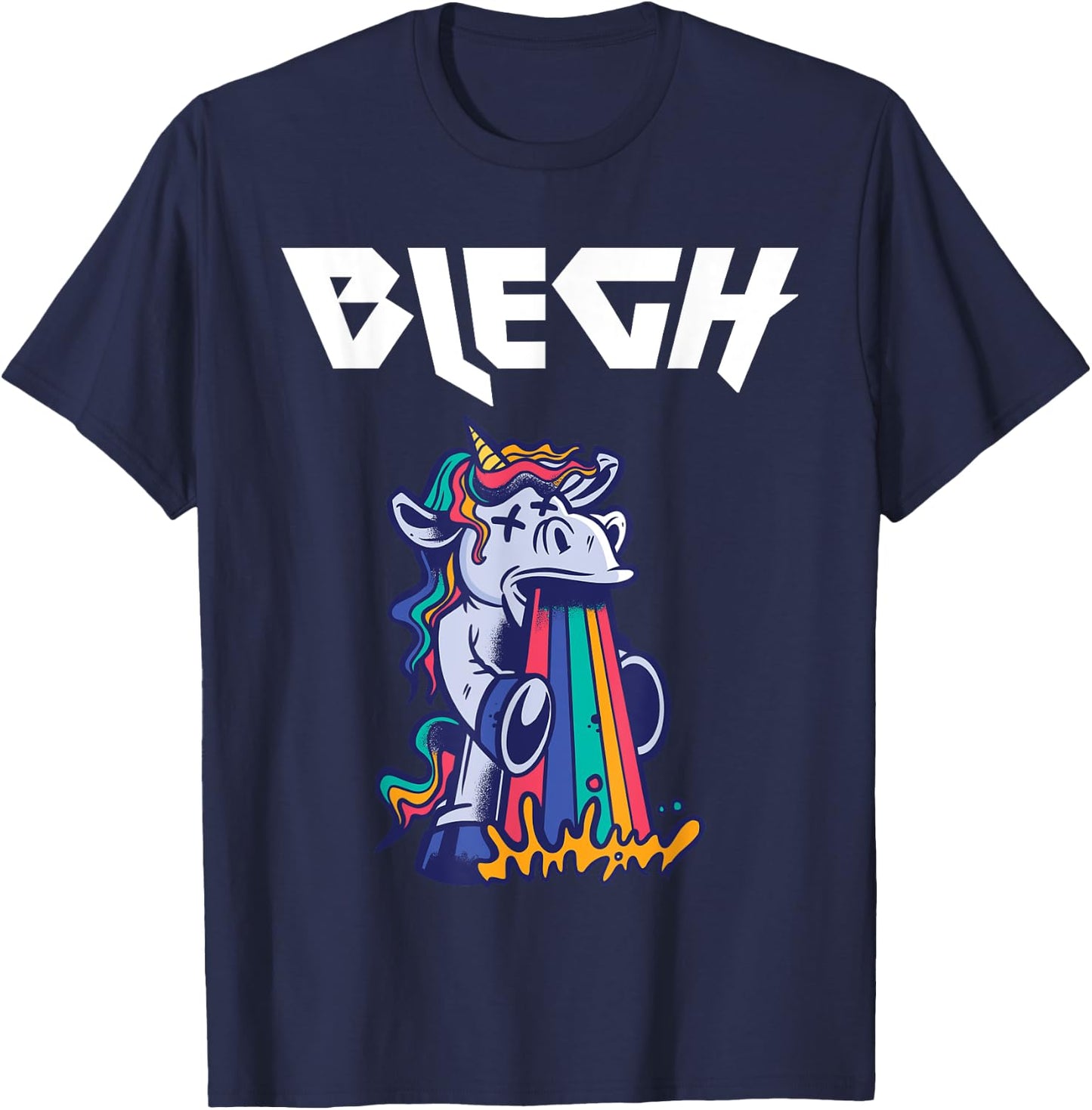 Blegh Heavy Metal Metalcore Unicorn T-Shirt - T-Shirt | Navy