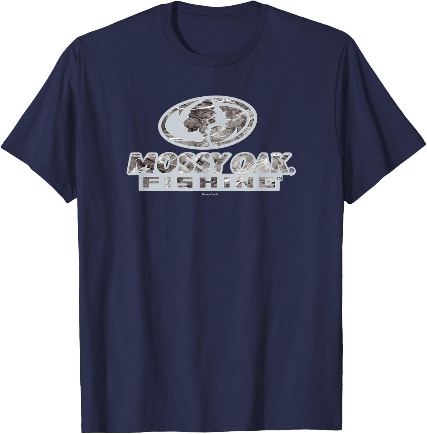 Mossy Oak Fishing Open Water Classic Grey Logo T-Shirt - T-Shirt | Navy