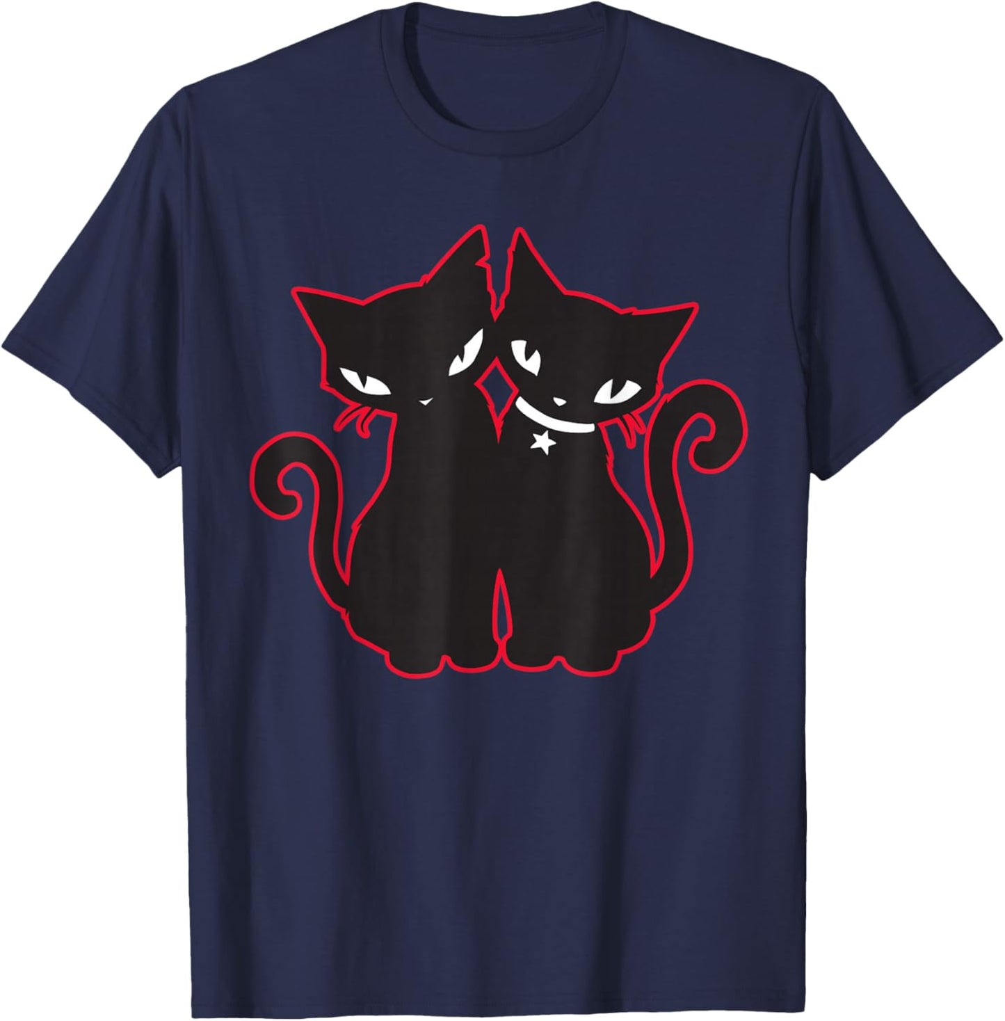 Emily The Strange Double Trouble - Women's X-Small Black Short Sleeve Classic Fit Cotton Blend T-Shirt - T-Shirt | Navy