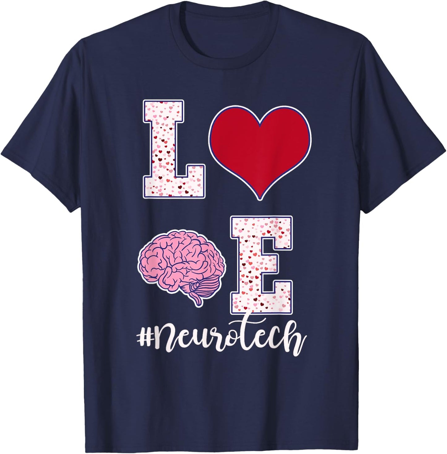 Neuro Tech Valentine's Day Neurology Nursing EEG Brain Waves T-Shirt - T-Shirt | Navy