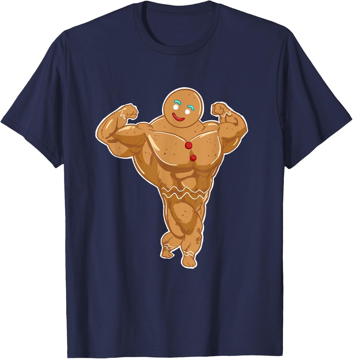 Miftees Christmas Superhero Gingerbread Man T-Shirt - T-Shirt | Navy